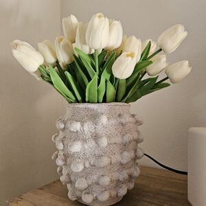 Real Touch White And Cream Artificial Tulips Set Of 48 For Spring/Summer Decor